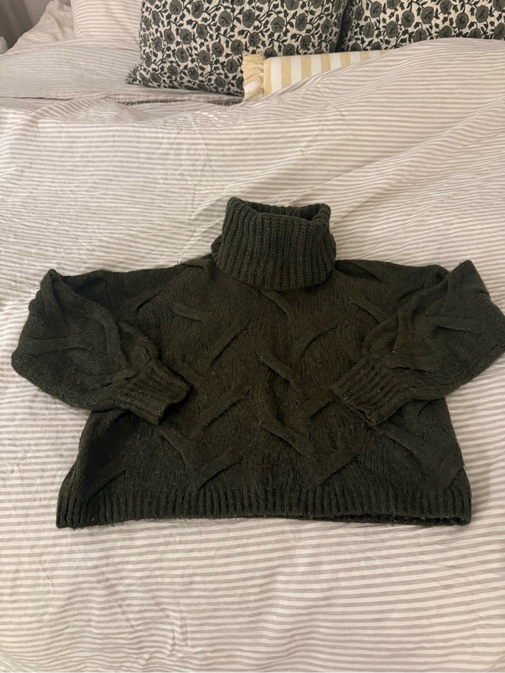 Madewell Turtleneck Cable Knit Sweater - Dark Green